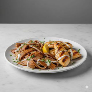 Plato de pollo y carne