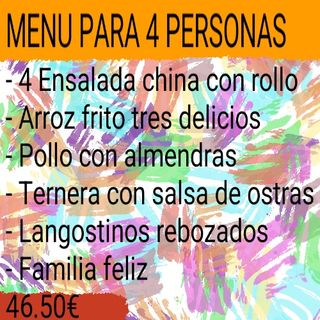 MENU PARA 4 PERSONAS