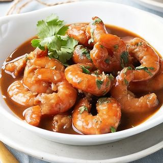 Gambas con salsa ostras