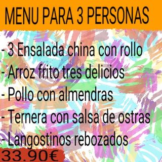 MENU PARA 3 PERSONAS