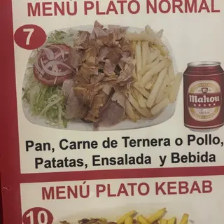 Menú plato normal