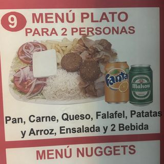 Menú plato para 2 personas
