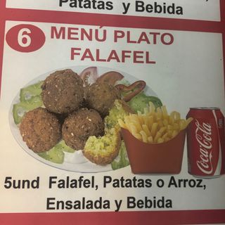 Menú plato falafel