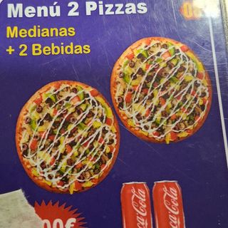 Menú del 2 pizzas