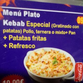 Plato kebab especial gratinado de horno