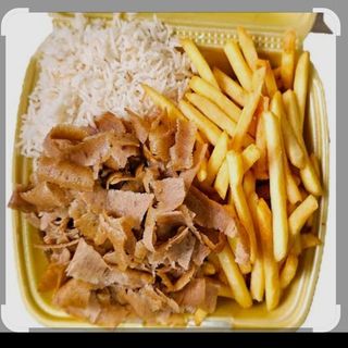 Plato de kebab pollo y mixto con arroz