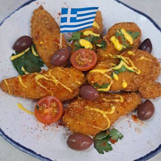 Fingers Pollo crujientes +Tzatziki +Papas Fritas