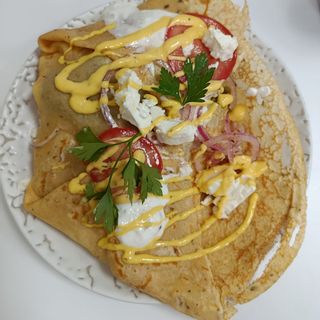 Crêpe Gyros mixto de cerdo y pollo gigante.