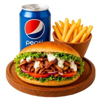 Kebab a Elegir + Patatas + bebida (330 ml.)