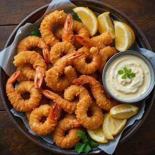 Cuenco de gambas fritas