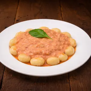 Ñoquis con salsa rosa