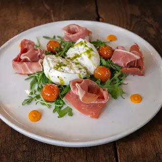 Jamón serrano con burrata