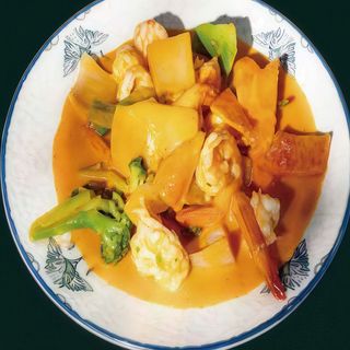 Gambas con salsa curry