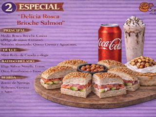 Especial 2: DELICIA ROSCA BRIOCHE SALMON (Principal, Dulce, Batido Helado y Bebida)