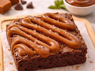 Brownie casero con caramelo salado