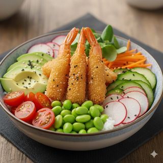 S4. Ebi tempura bowl- camarón frito