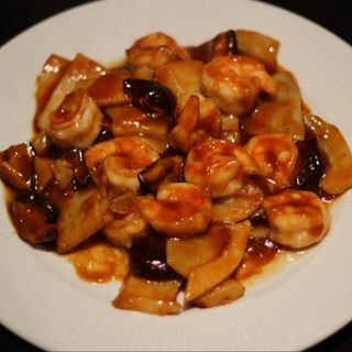 Gambas con Bambú y Setas Chinas