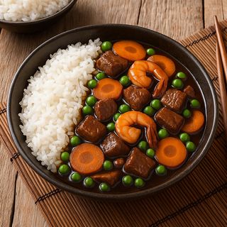 Arroz tres Delicias Con Salsa Teriyaki