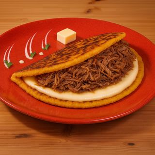 Cachapa de carne y queso de mano 