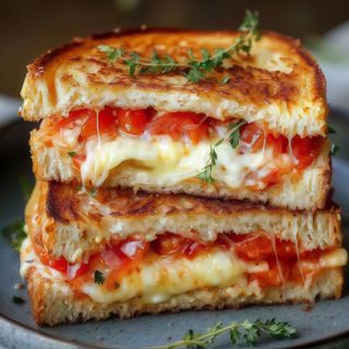 Tostada De Pimiento, Queso Y Tomate