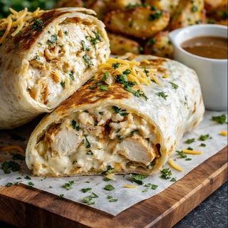 Wrap de pollo y relleno con patatas asadas