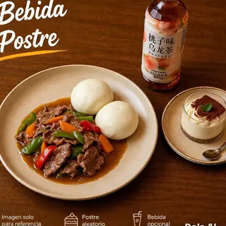 MENU 9: Saltados de ternera+2 Pan chino 炒牛肉+2个小馒头