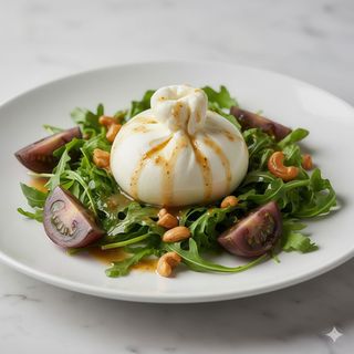 Ensalada de burrata con rúcula