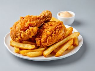 Menú pollo broaster con patatas y bebida