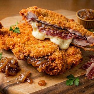 Jamon Serrano , Queso De Cabra , Cebolla Caramelizada