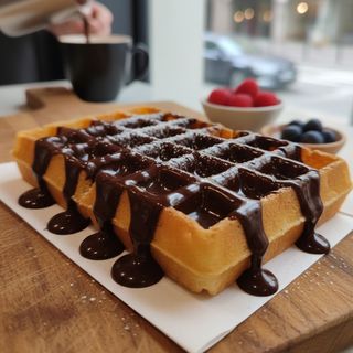 Gofre de Bruselas con topping de chocolate