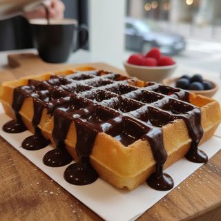 Gofre de Bruselas con topping de chocolate