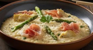 Risotto Con Alcachofas, Trigueros Y Jamón Ibérico