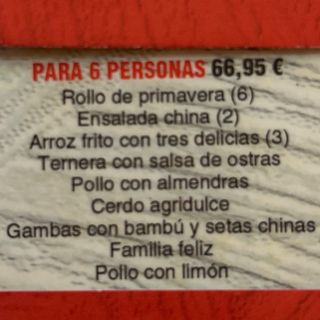 Menu especial para 6 personas