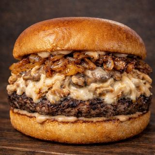 Hamburguesa  premium de pollo y champiñones