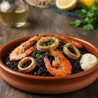 Arroz negro con alioli