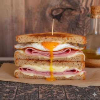 Triquini de pernil dolç i ou planxat