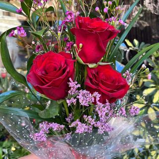 Ramillete 3 rosas rojas