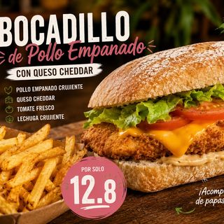 Bocadillo pollo empanado