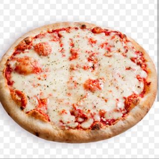 Pizza base de masa, salsa de tomate y mozzarella