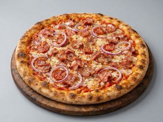 Pizza de cebolla y bacón