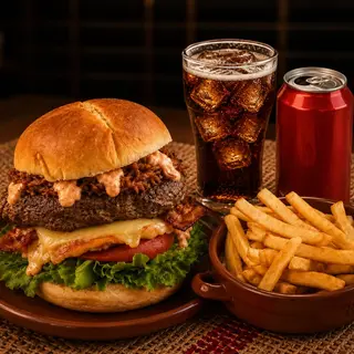 Sr hamburguesa + papas fritas + bebida