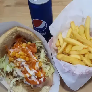 Menú kebab rollo mediano