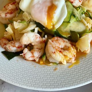 Plato gambon con patata y huevo