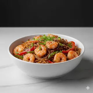 Wok con gambas