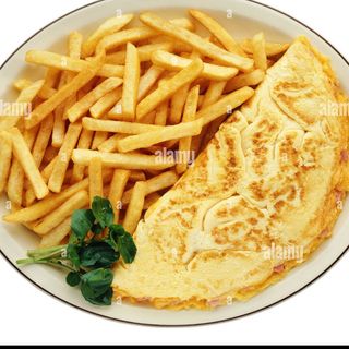 omelette and chips