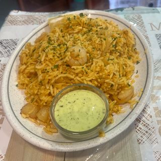 Biryani con gambas
