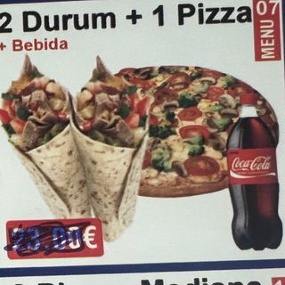 2 durum , 1 pizza grande