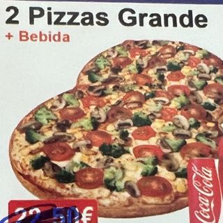 2 Pizzas Grandes con Bebida