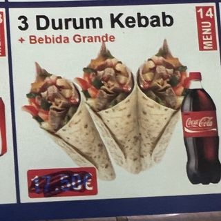 3 durum kebab con bebida