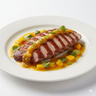 (158)Pato con salsa de mango